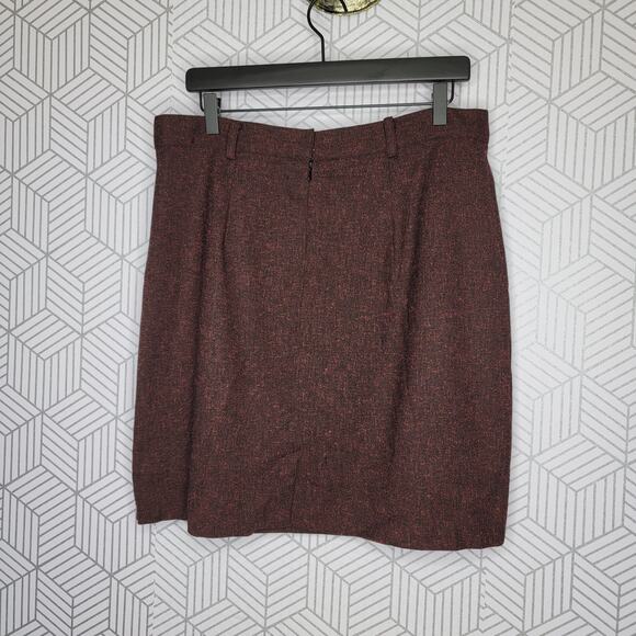 Burgundy Saks Fifth Ave Black Label Tweed Skirt Sz 14 - Picture 4 of 11